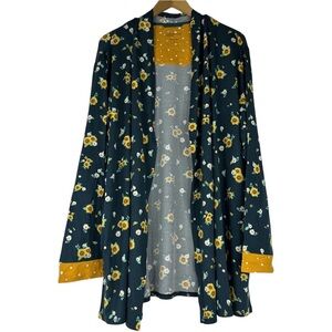 NEW Cuddl Duds Comfort Code Open Front Cardigan Plus Size 2X Green Floral